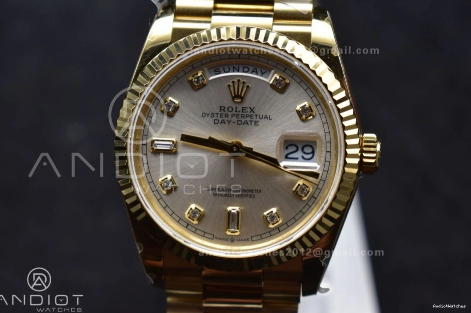 Square President on 36 DayDate Silver Steel Edition Comfortable Weight) (Gain 702 Best Dial YG with Bracelet vr3255 Diamond 904L V5 QF 1027